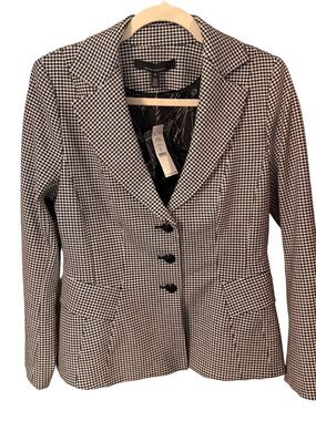 White House Black Market Women’s Black & White Houndstooth Blazer Sz 10 NWT